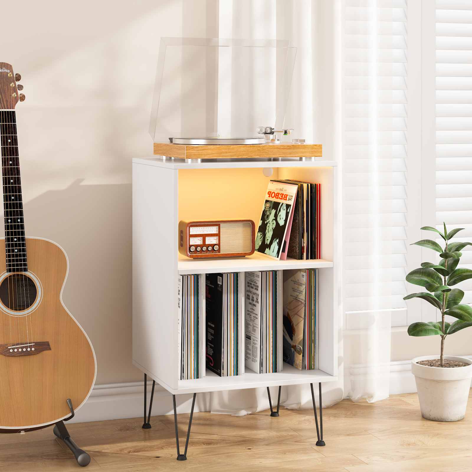 How to Incorporate a Record Player Stand into a Home Office插图