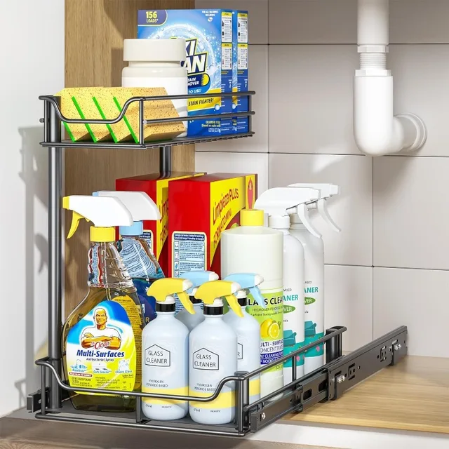 how to organize under kitchen sink