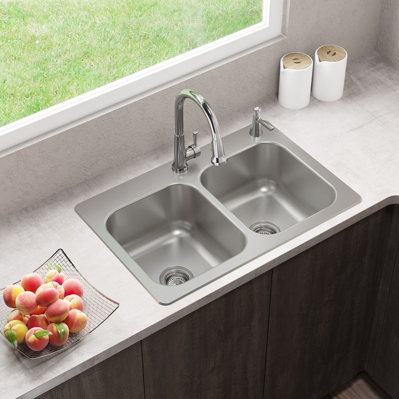 kitchen with two sinks