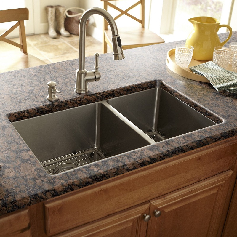 kitchen with two sinks