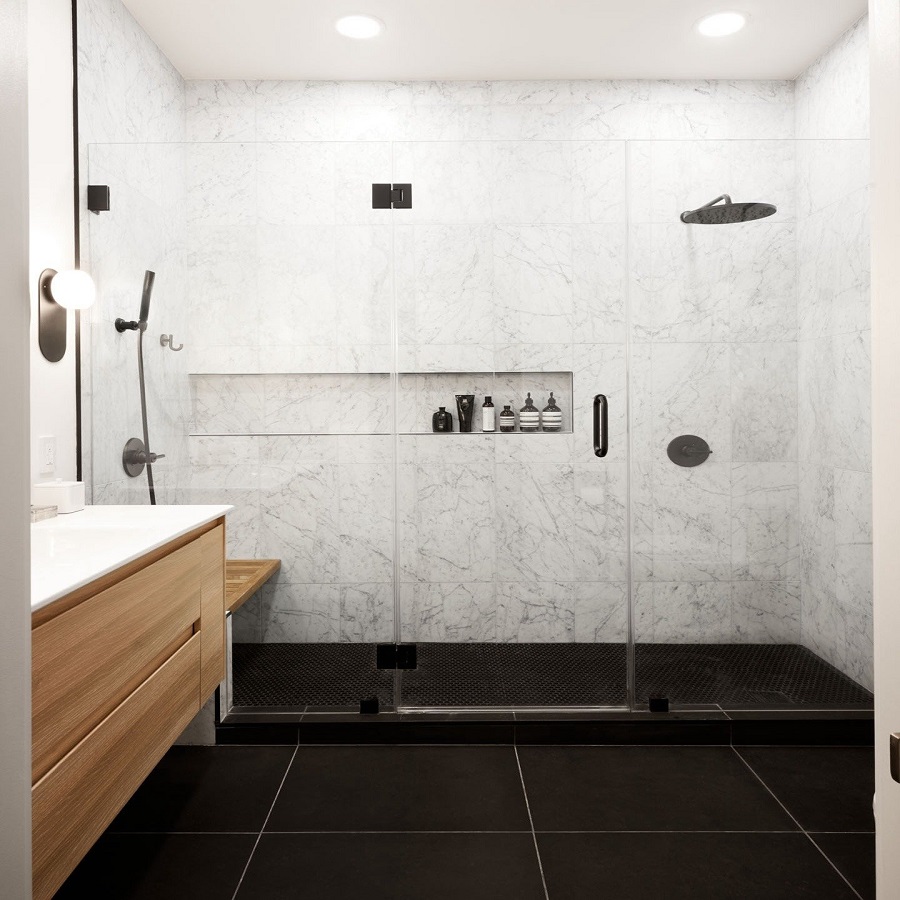 white and black bathroom