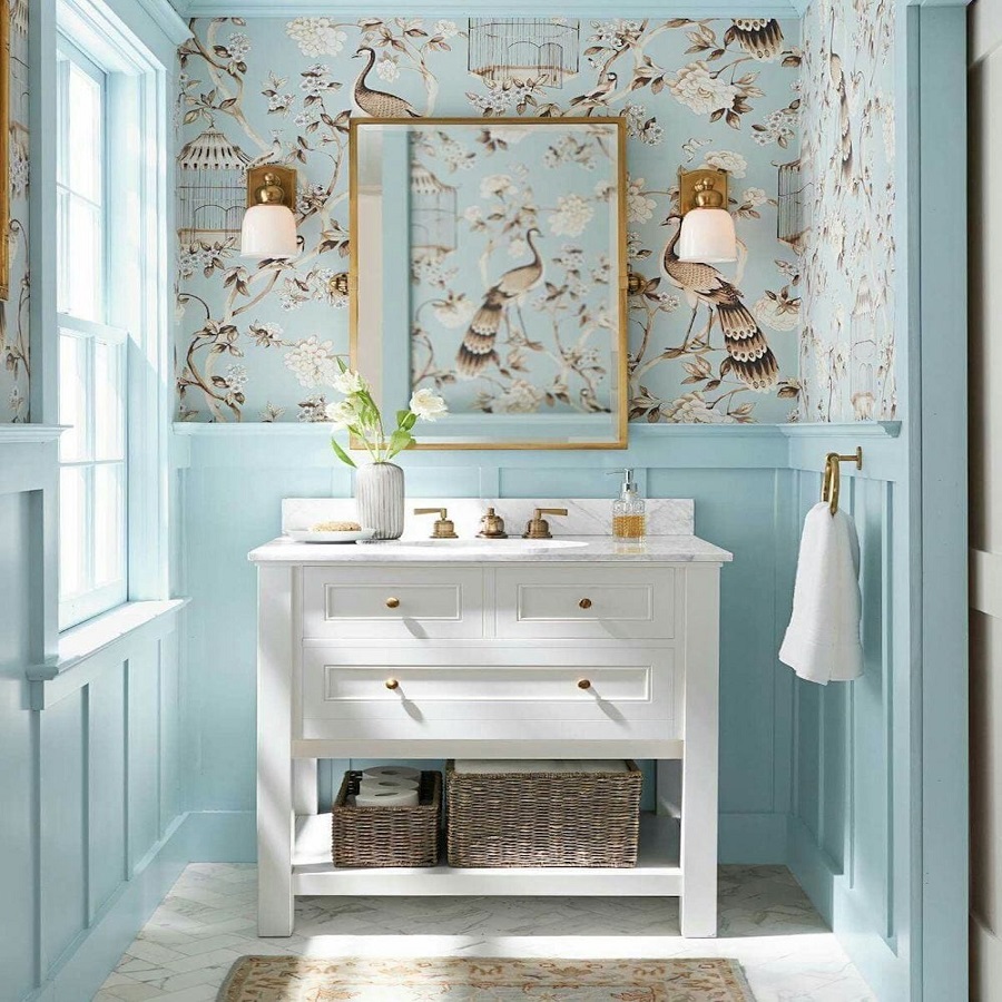 light blue bathroom