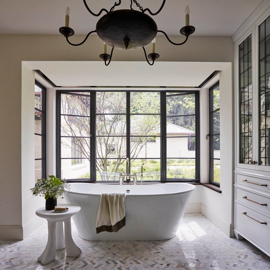 white and black bathroom