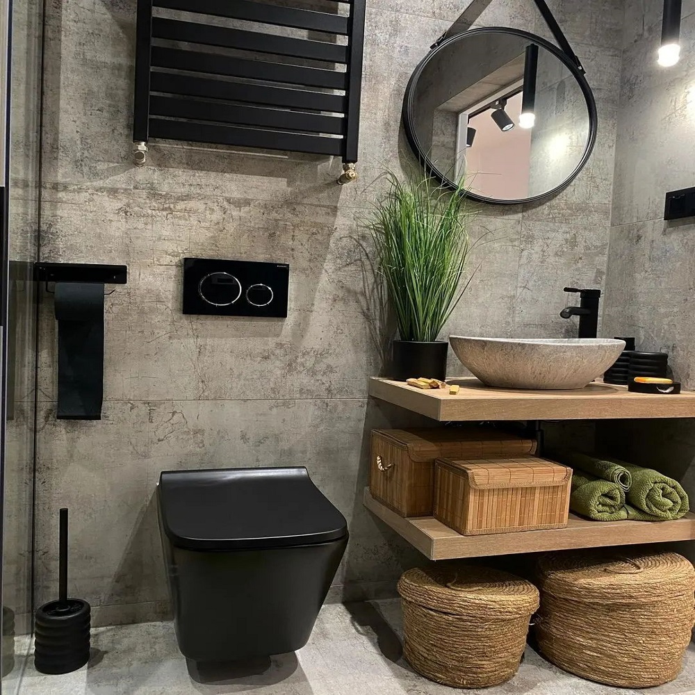 small black bathroom designs