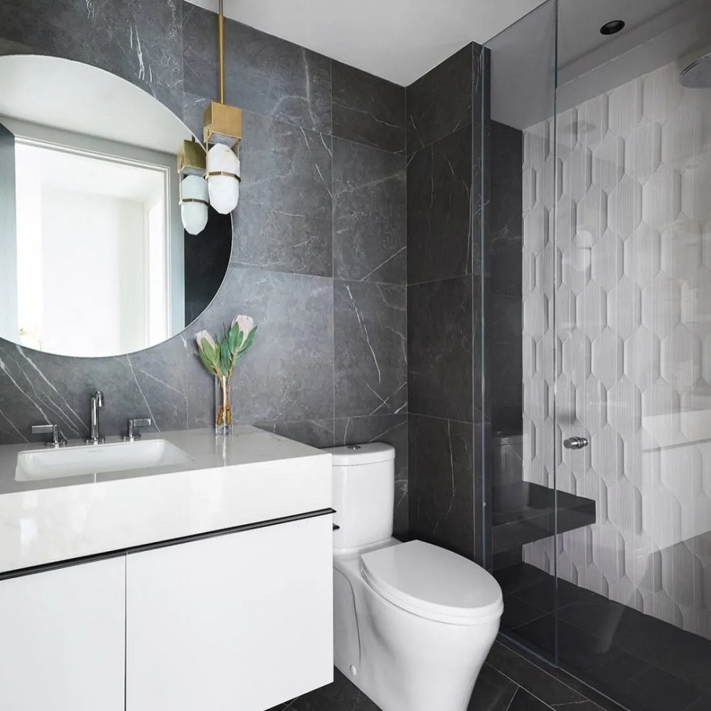 modern small black bathroom