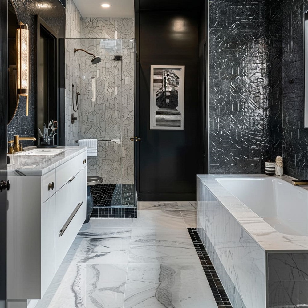 modern small black bathroom