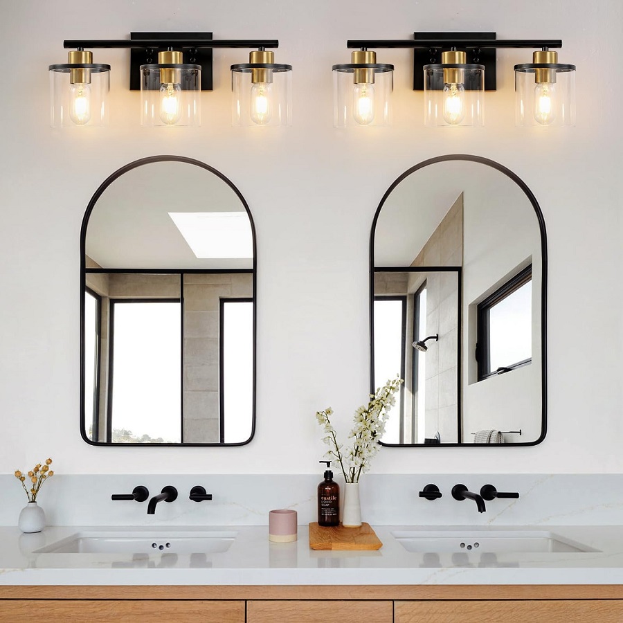 bathroom with black fixtures
