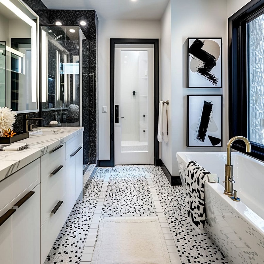 black white bathroom
