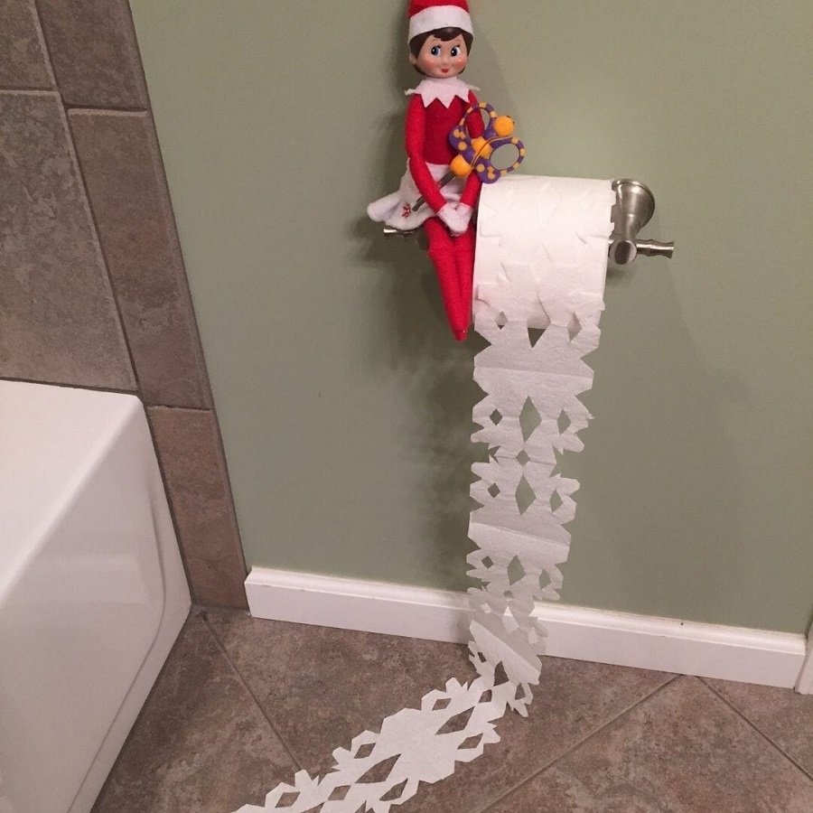 elf on the shelf bathroom ideas
