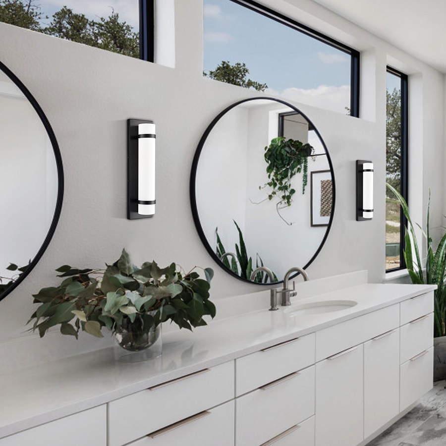 bathroom with black fixtures
